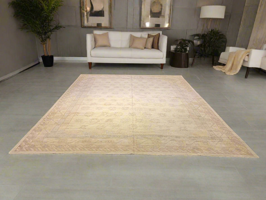 Hand-Knotted Sultanabad Vegetable-Dyed Wool Rug, 10" x 13"  (K)