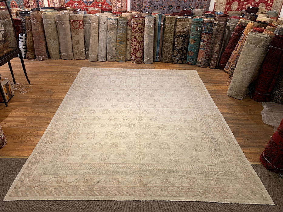 Hand-Knotted Sultanabad Vegetable-Dyed Wool Rug, 10" x 13"  (K)