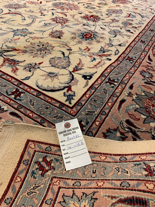 Hand-Knotted Pakistani Wool Rug, Tribal/Floral Design, 10" x 13' 8"  (N) Double Knot