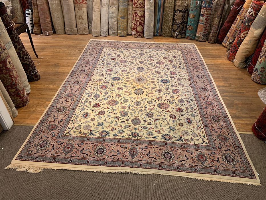 Hand-Knotted Pakistani Wool Rug, Tribal/Floral Design, 10" x 13' 8"  (N) Double Knot