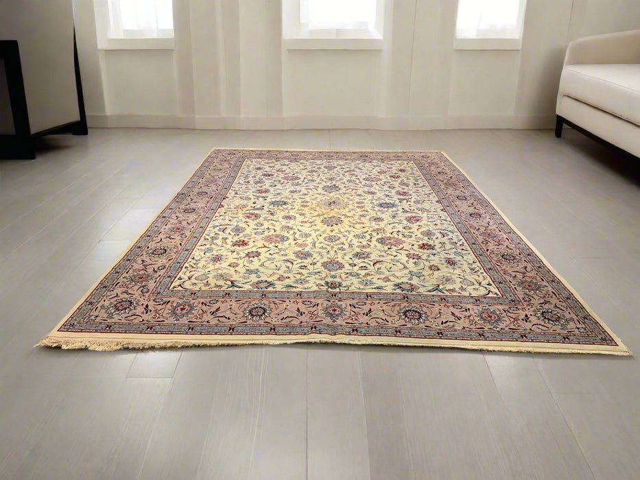 Hand-Knotted Pakistani Wool Rug, Tribal/Floral Design, 10" x 13' 8"  (N) Double Knot