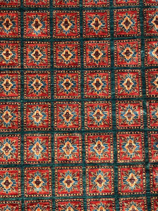 Hand-Knotted Vegetable Dye Kazak Rug from Pakistan, size 8' 10" x 12"