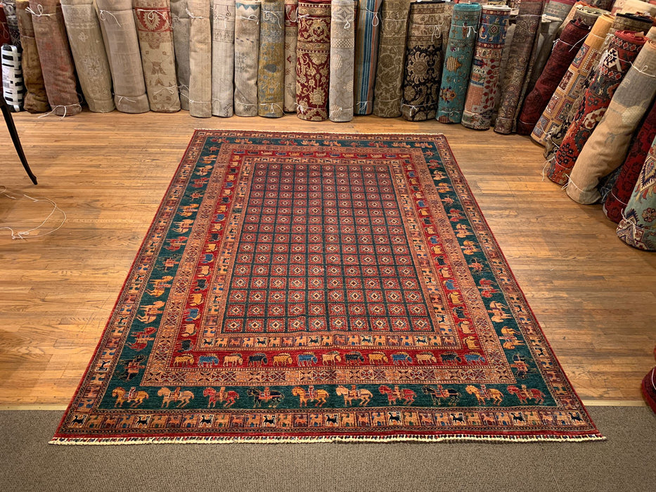 Hand-Knotted Vegetable Dye Kazak Rug from Pakistan, size 8' 10" x 12"