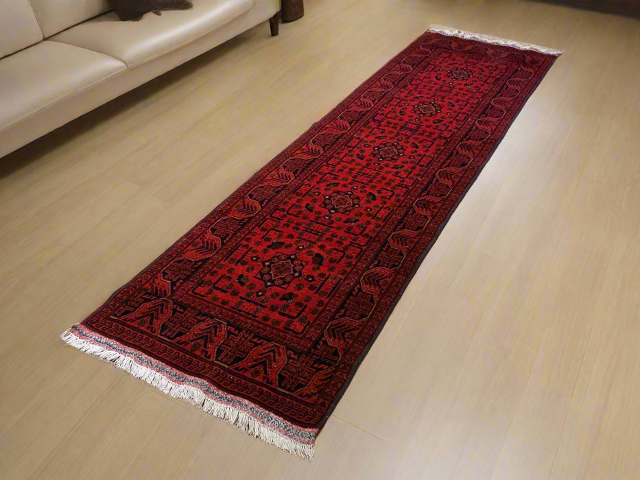 Terkaman Tribal Afghan Oriental Rug, size 2' 7" x 9' 6"  (C)