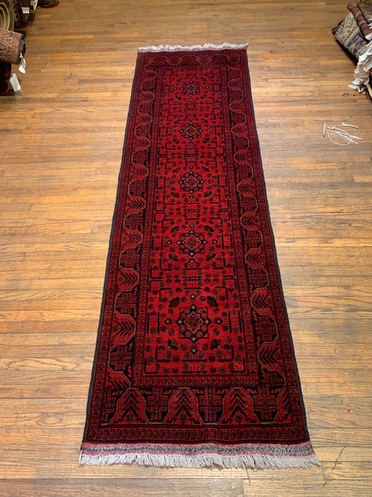 Terkaman Tribal Afghan Oriental Rug, size 2' 7" x 9' 6"  (C)