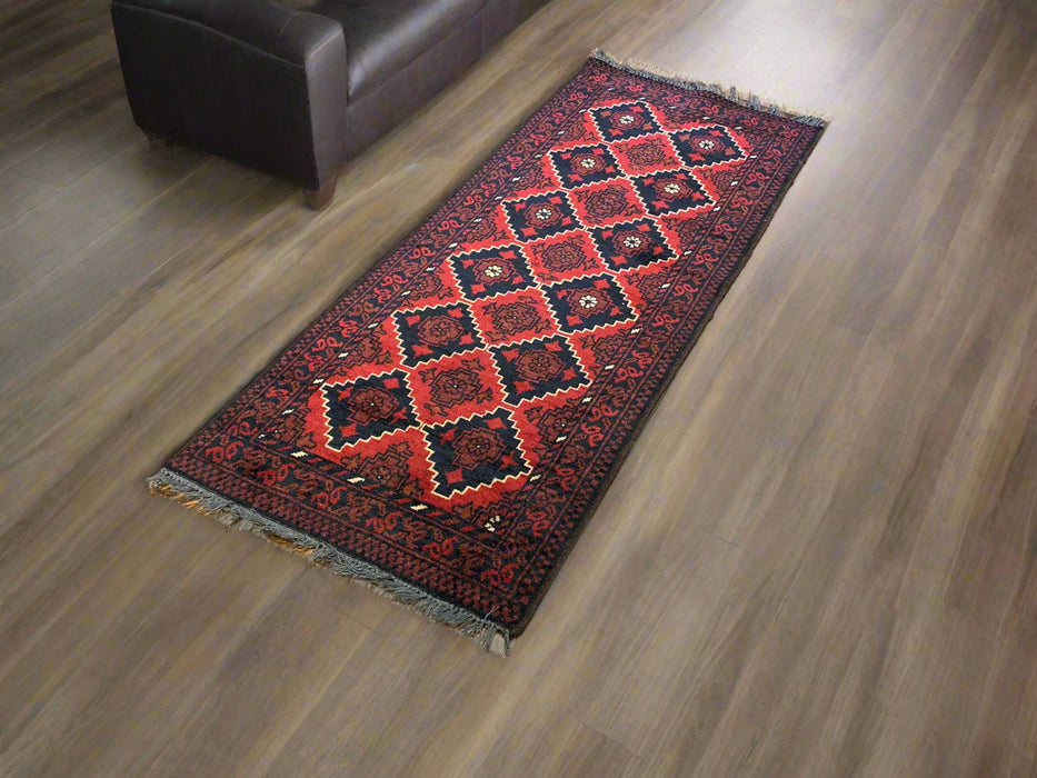 Terkaman Tribal Afghan Oriental Rug, size 3' 8" x 6' 3" 1' 10" x 4' 9"  (C)