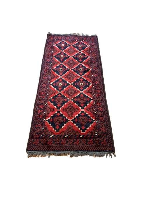 Terkaman Tribal Afghan Oriental Rug, size 3' 8" x 6' 3" 1' 10" x 4' 9"  (C)