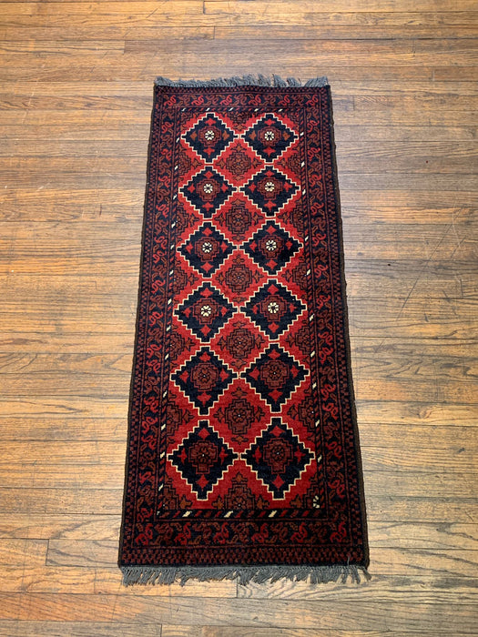 Terkaman Tribal Afghan Oriental Rug, size 3' 8" x 6' 3" 1' 10" x 4' 9"  (C)