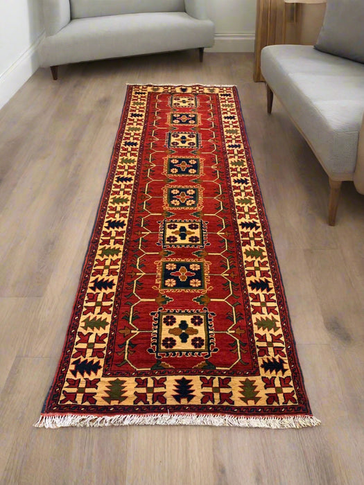 Terkaman Tribal Afghan Oriental Rug, size 2' 11" x 9' 7"  (Q)