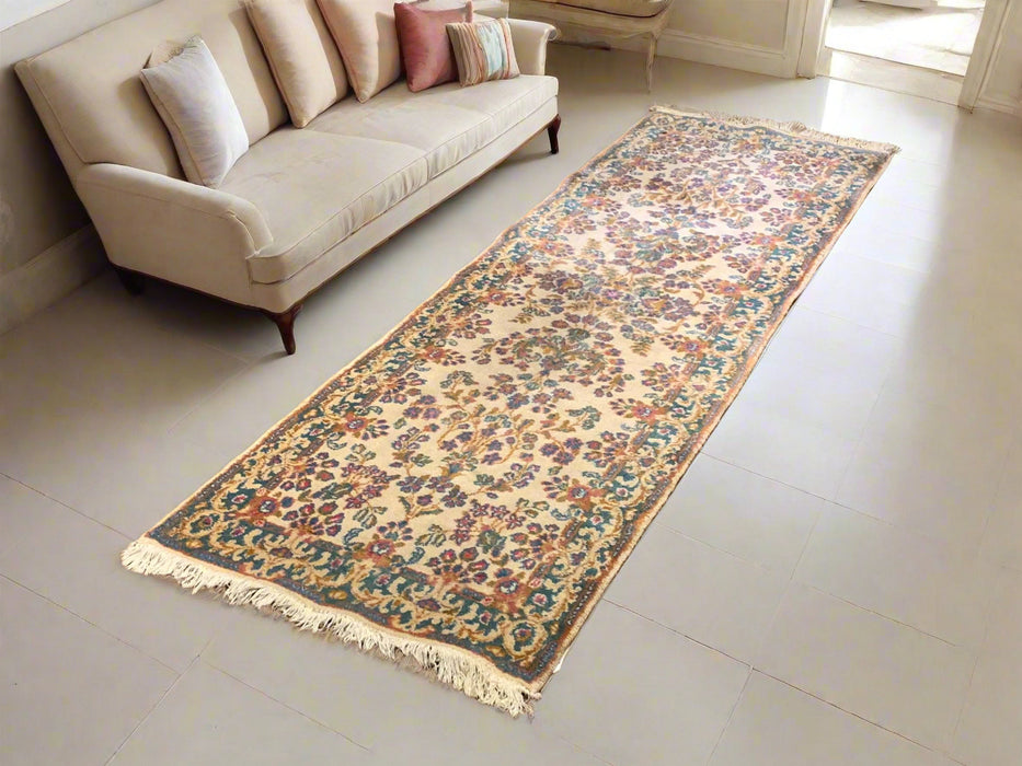 Timeless Beauty, Woven by Hand. Antique Persian Kirman Rug, size 2' 5" x 7' 11"