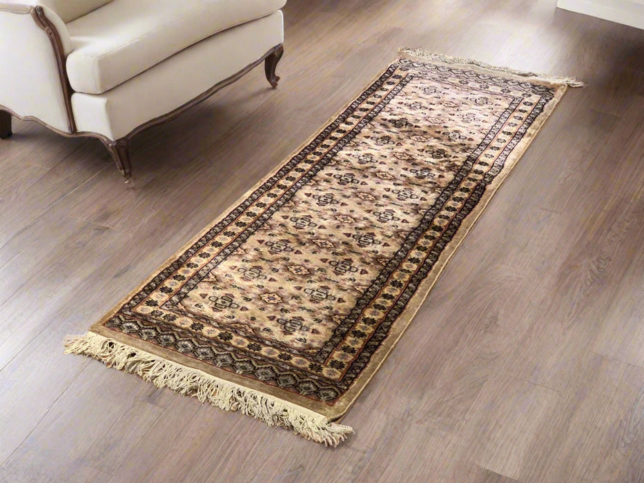 Hand-Knotted Pakistani Wool Rug, Tribal/Floral Design, 2" x 6"  (N)