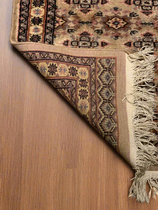 Hand-Knotted Pakistani Wool Rug, Tribal/Floral Design, 2" x 6"  (N)