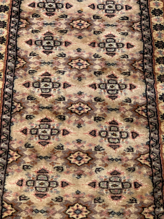 Hand-Knotted Pakistani Wool Rug, Tribal/Floral Design, 2" x 6"  (N)