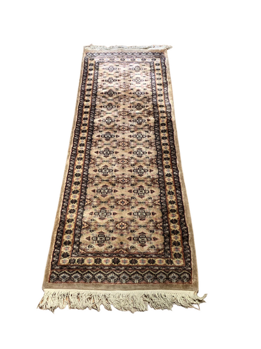 Hand-Knotted Pakistani Wool Rug, Tribal/Floral Design, 2" x 6"  (N)