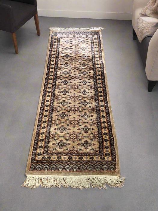 Hand-Knotted Pakistani Wool Rug, Tribal/Floral Design, 2" x 6"  (N)