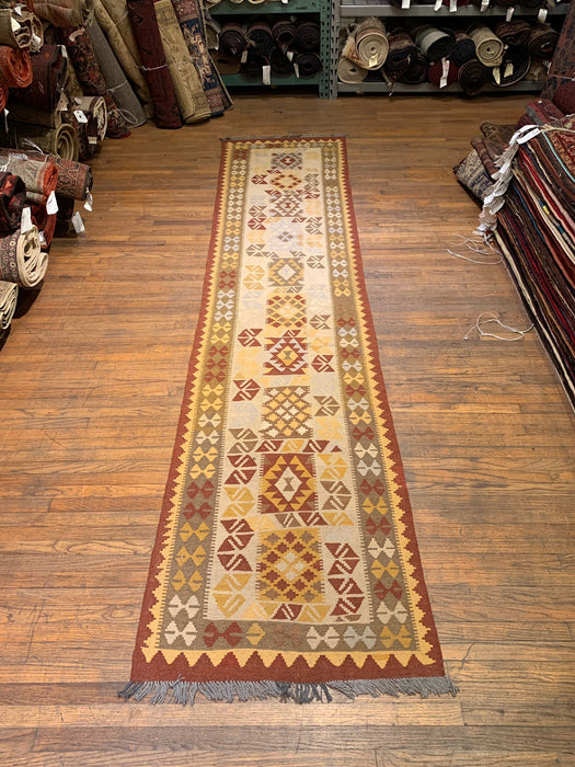 Afghan Kilim Handwoven flatweave Rug – size 2' 8" x 12' 6"