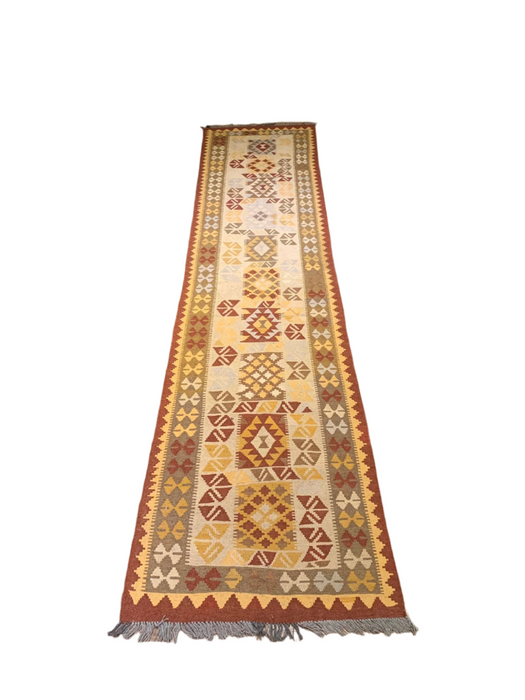 Afghan Kilim Handwoven flatweave Rug – size 2' 8" x 12' 6"