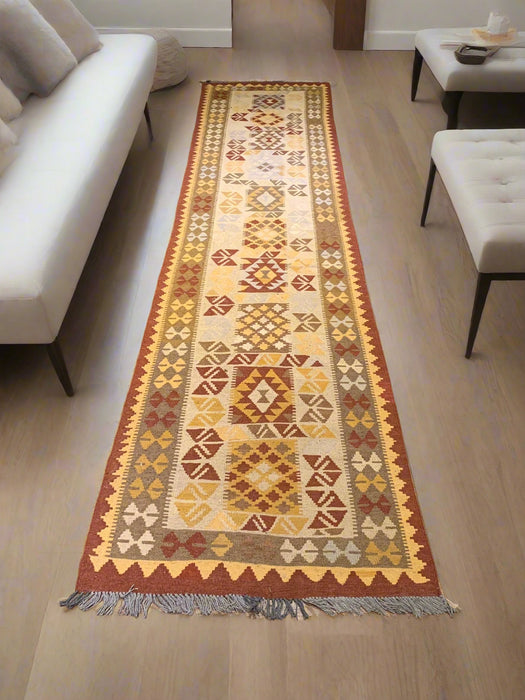 Afghan Kilim Handwoven flatweave Rug – size 2' 8" x 12' 6"