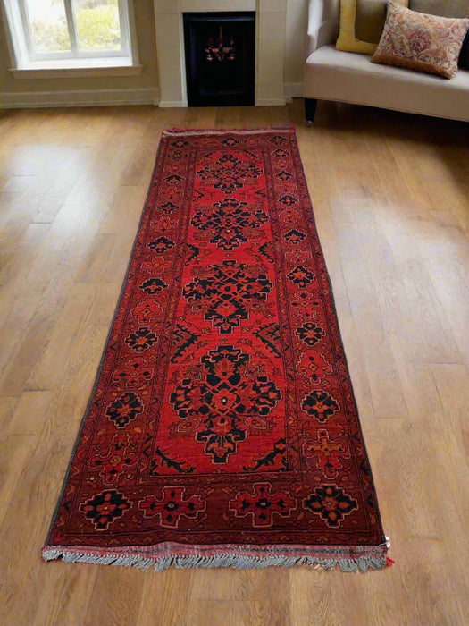 Terkaman Tribal Afghan Oriental Rug, size 2' 9" x 9' 6" (C)