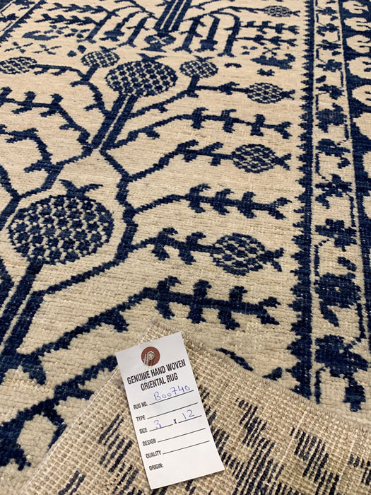Khotan Pomegranate design Oriental Rug, 3' x 12' (D)