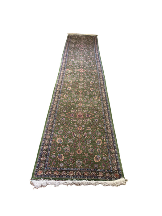 Exquisite 100% Silk Persian Design Rug – Elegant and Luxurious, size 2' 7" x 12' 9" (H)