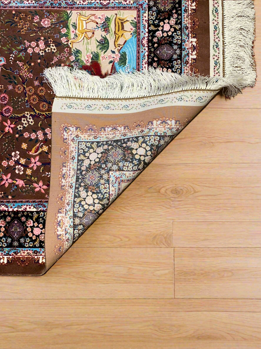 Exquisite 100% Silk Persian Design Rug – Elegant and Luxurious, size 2' 6" x 4"  (H)