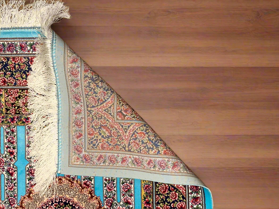 Exquisite 100% Silk Persian Tabriz Rug – Elegant and Luxurious, size 2' 6" x 4"