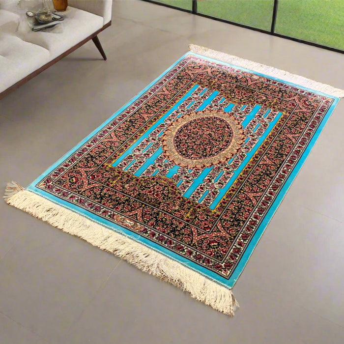 Exquisite 100% Silk Persian Tabriz Rug – Elegant and Luxurious, size 2' 6" x 4"