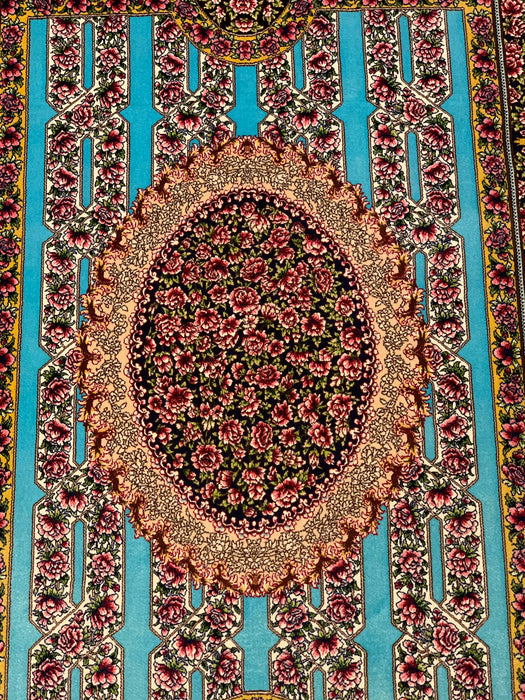 Exquisite 100% Silk Persian Tabriz Rug – Elegant and Luxurious, size 2' 6" x 4"