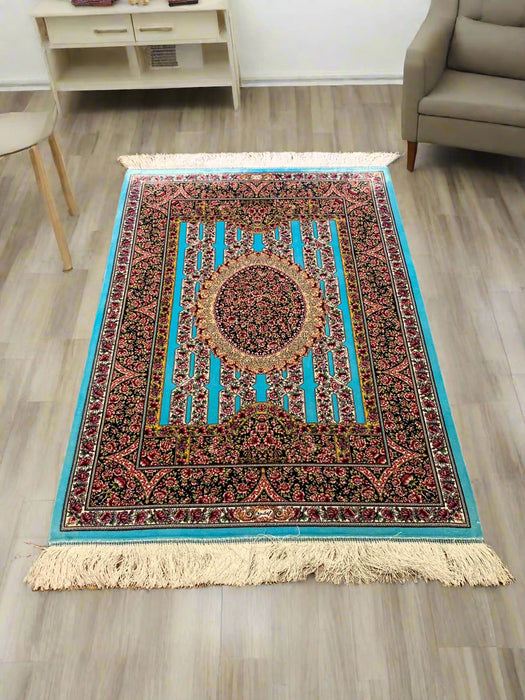 Exquisite 100% Silk Persian Tabriz Rug – Elegant and Luxurious, size 2' 6" x 4"
