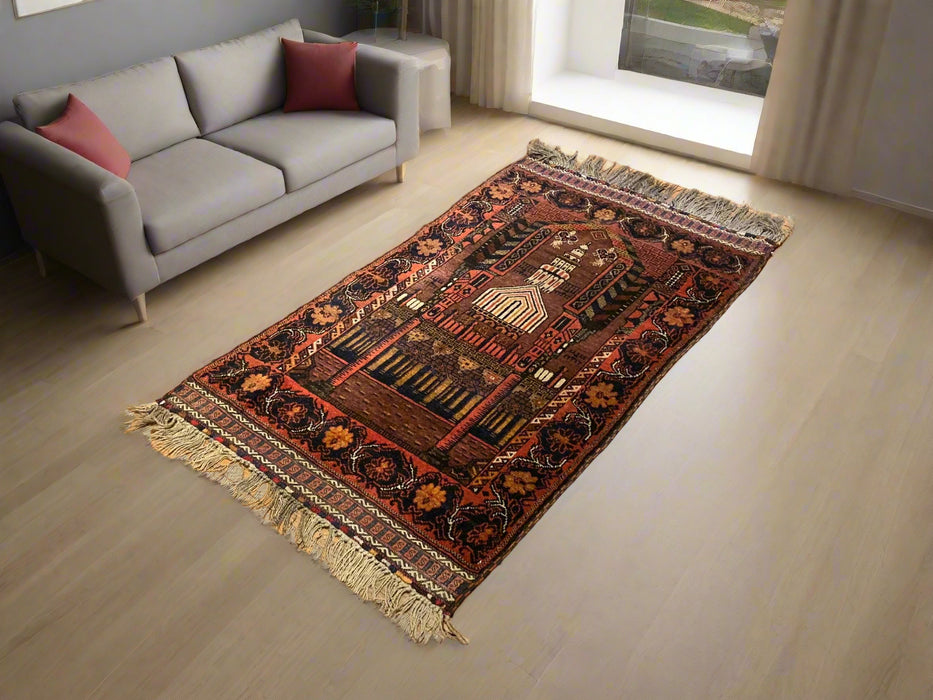 Terkaman Tribal Baluch Oriental Rug;  2' 6"x 4" (A)