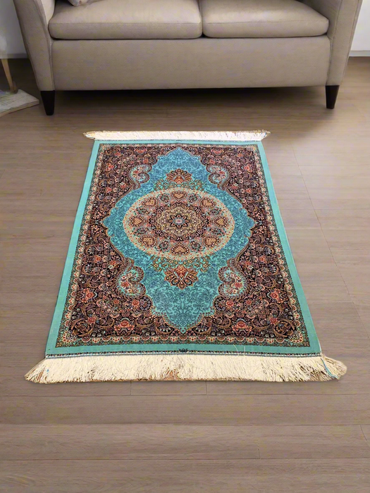 Exquisite 100% Silk Tabriz Rug – Elegant and Luxurious, size 2' 6"x 4"