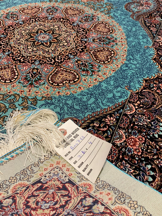 Exquisite 100% Silk Tabriz Rug – Elegant and Luxurious, size 2' 6"x 4"