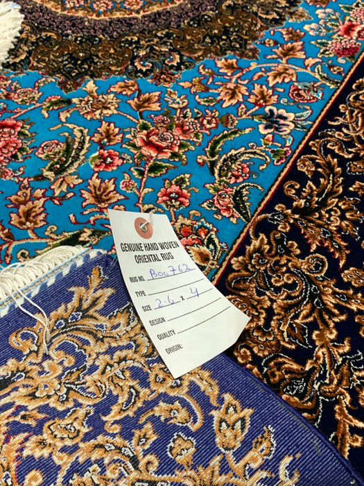 Exquisite 100% Silk Persian Tabriz Rug – Elegant and Luxurious, size 2' 6"x 4"