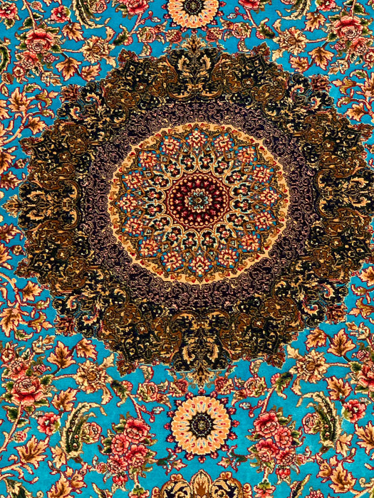 Exquisite 100% Silk Persian Tabriz Rug – Elegant and Luxurious, size 2' 6"x 4"