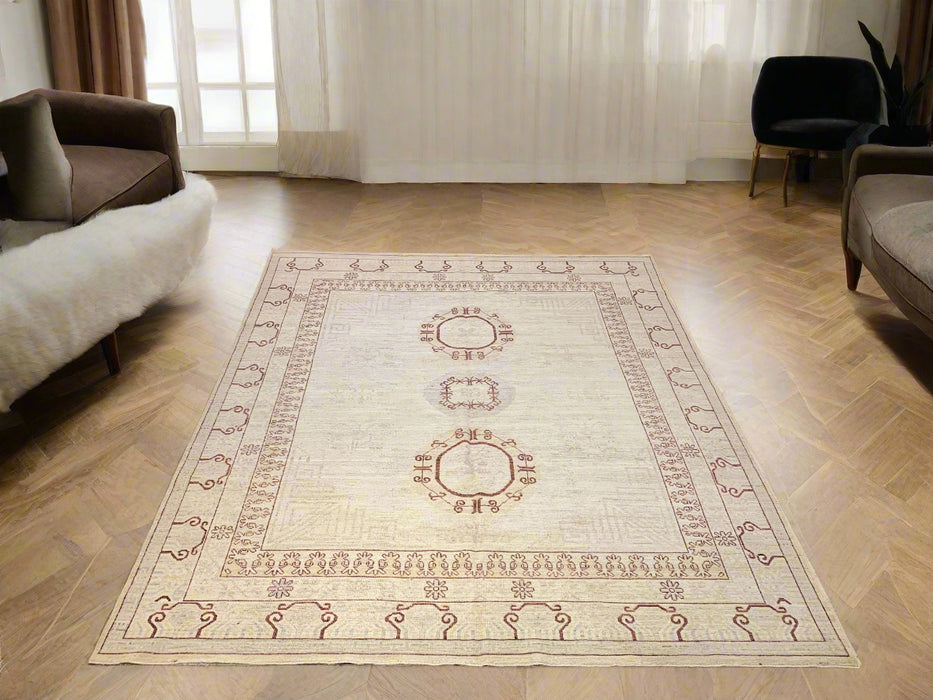 Khotan Pomegranate design Oriental Rug, 8' 5" x 10' 1" (D)