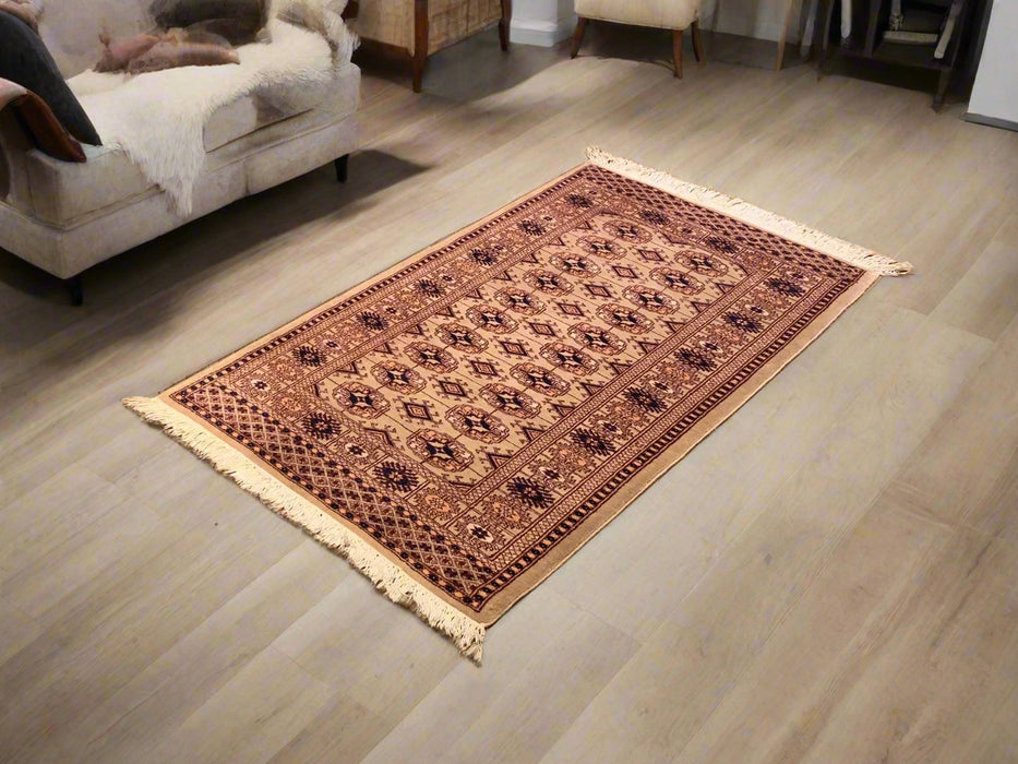 Hand-Knotted Pakistani Bokhara Rug – 100% Wool, 2' 7" x 4' 2"  (M)