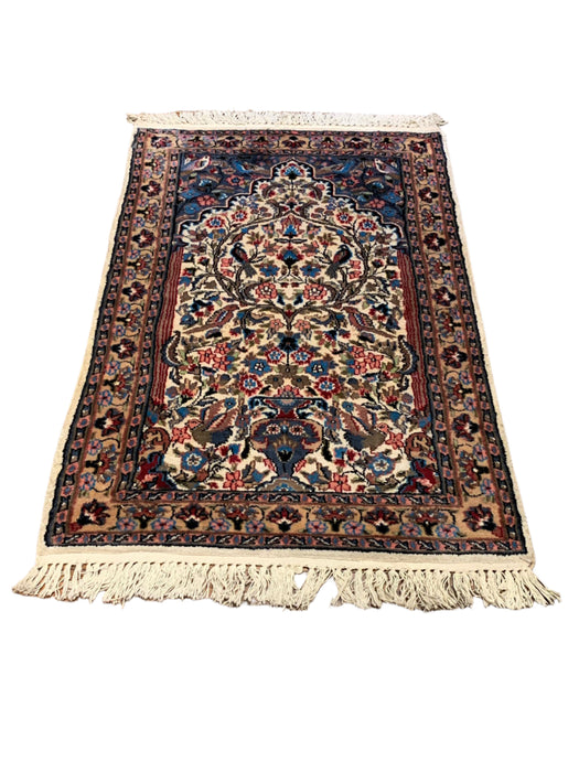 Hand-Knotted Pakistan Kashmiri Silk Wool Blend Rug, size 2' 7" x 4" (E)