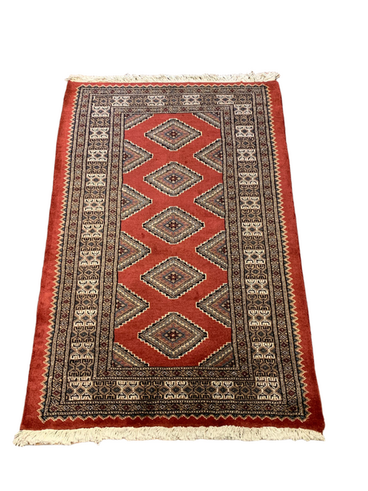 Hand-Knotted Pakistani Bokhara Rug – 100% Wool, 2' 7" x 4"  (M)