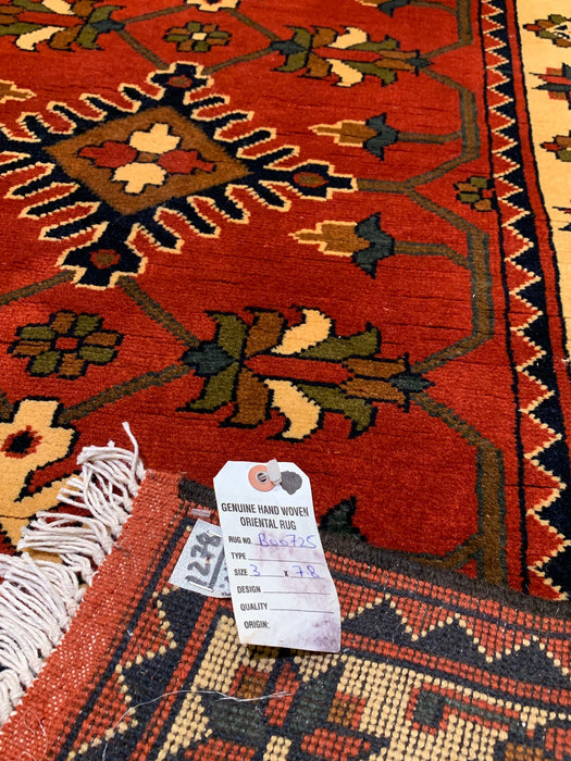 Terkaman Tribal Afghan Oriental Rug, size 3' x 7' 8" (Q)