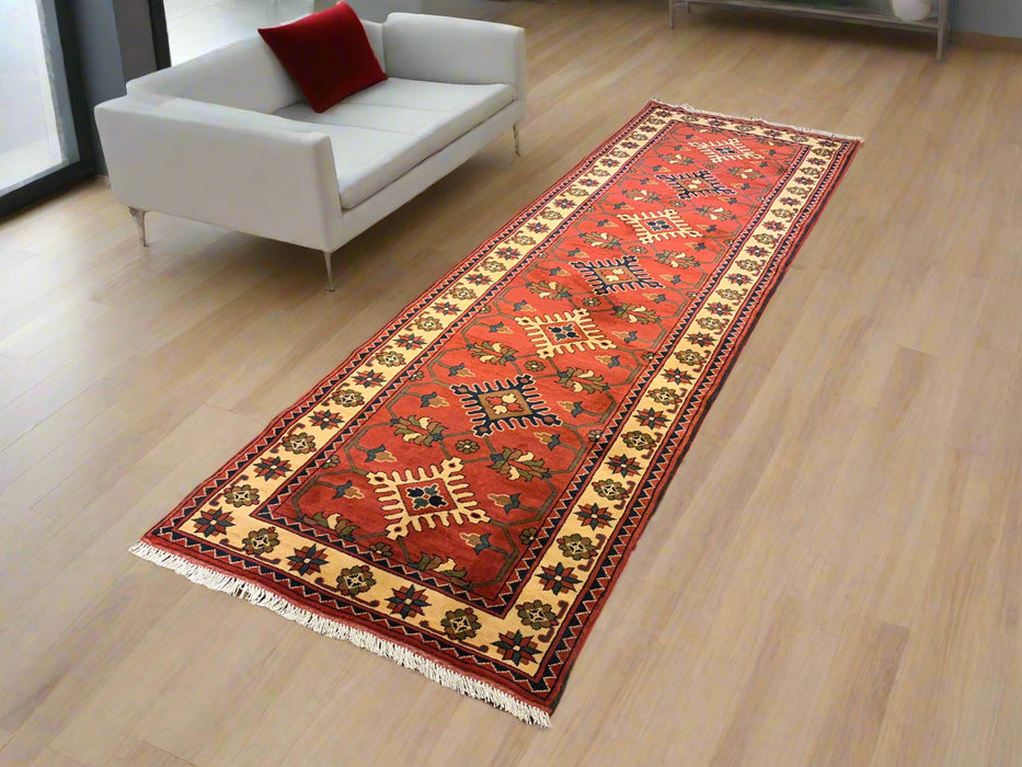 Terkaman Tribal Afghan Oriental Rug, size, 2' 10" x 10' 4"(Q)