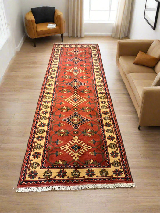 Terkaman Tribal Afghan Oriental Rug, size, 2' 10" x 10' 4"(Q)