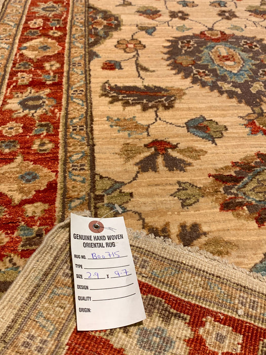 Hand-Knotted Sultanabad Vegetable-Dyed Wool Rug Size ; 2' 9" x 9' 7"