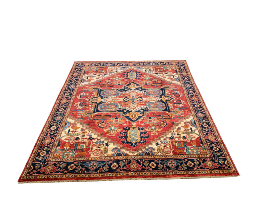Hand-Knotted Vegetable Dye Kazak Rug from Pakistan, size 7' 10" x 9' 11"