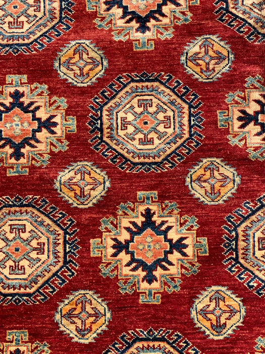 Hand-Knotted Vegetable Dye Kazak Rug from Pakistan, size 7' 9" x 11"