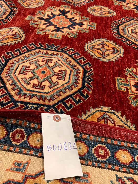 Hand-Knotted Vegetable Dye Kazak Rug from Pakistan, size 7' 9" x 11"