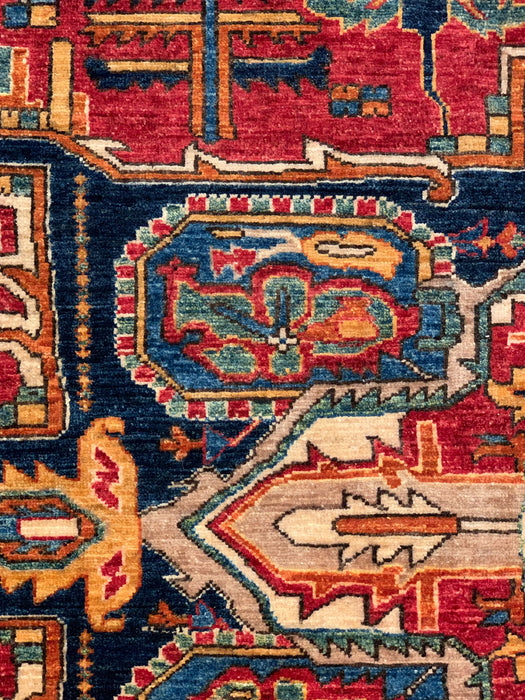 Hand-Knotted Vegetable Dye Kazak Rug from Pakistan, size 7' 10" x 9' 11"