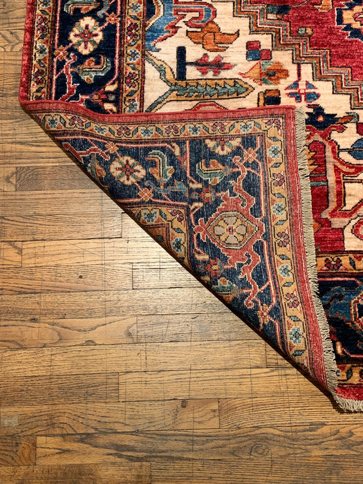 Hand-Knotted Vegetable Dye Kazak Rug from Pakistan, size 7' 10" x 9' 11"