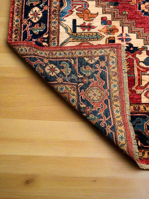 Hand-Knotted Vegetable Dye Kazak Rug from Pakistan, size 7' 10" x 9' 11"
