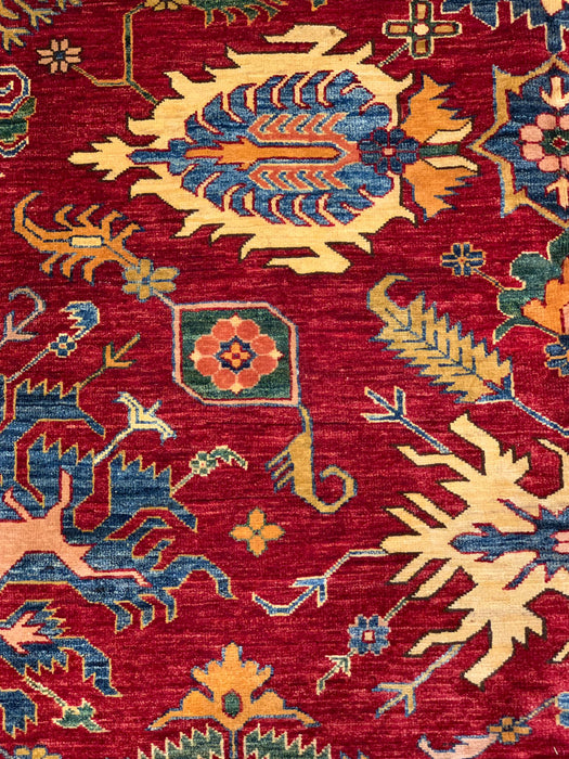 Hand-Knotted Vegetable Dye Kazak Rug from Pakistan, size 8" x 10"